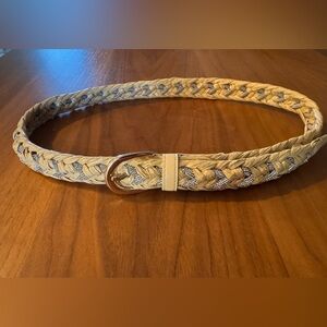 Braided Tan and Silver Women's Belt